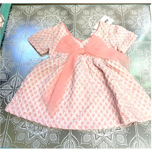 PatPat Toddler Dress Peach & White with Bow size 12-18 months New